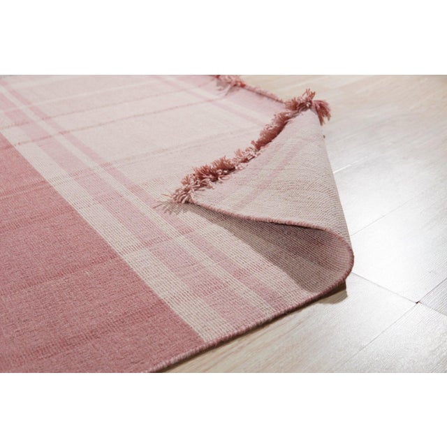 6x9 Maya Giselle Coral Geometric Modern Flatweave Wool Carpet Rug For Sale - Image 4 of 6