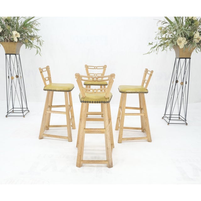 Set of 4 Arts & Crafts Style Horse Head Carving Motif Bar Stools Chairs For Sale - Image 11 of 12