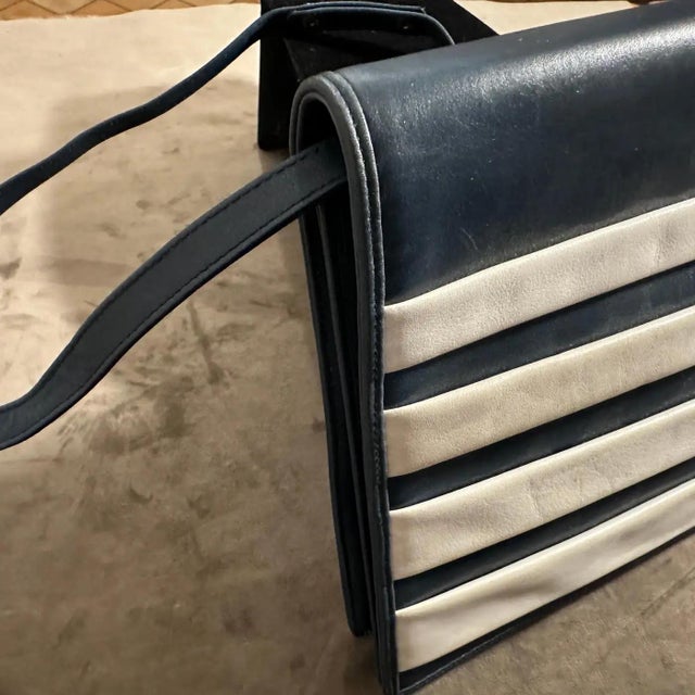 1970s Valentino Garavani Les Sacs 1970s "Marina" Striped Leather Shoulder Bag For Sale - Image 5 of 15