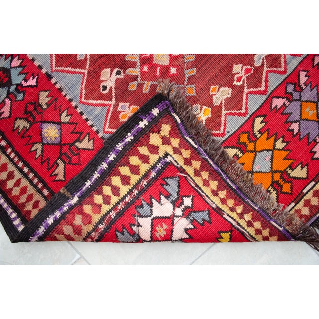 1940s Antique Turkish Rug Kilim Handmade Wide Runner - 4′11″ X 12′5″ For Sale - Image 16 of 17