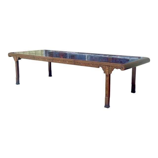 Late 20th Century Heritage Furniture "Ming Treasure" Chinoiserie Extension Dining Table - 2 Leaves For Sale