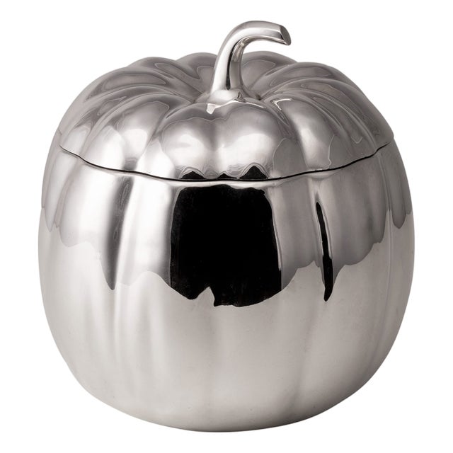 Vintage Italian Silver-Plated Pumpkin Ice Bucket from Teghini, 1970s For Sale