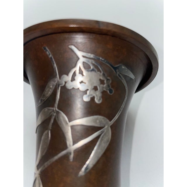 1920s Heintz Art Metal Shop Sterling Silver on Bronze Vase. For Sale - Image 9 of 10