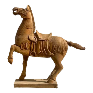 Vintage Carousel Boho Carved Wooden Horse