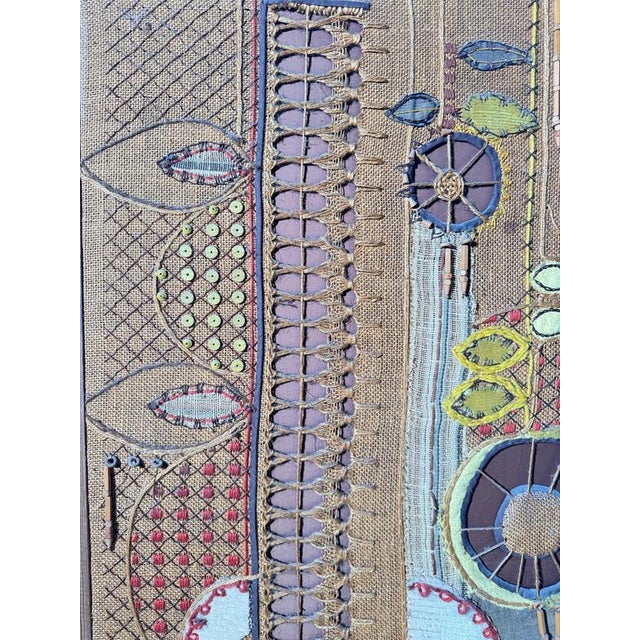 Vintage Wall Hanging Woven Textile in Wool, Jute, Cotton, and Wood, 1970s For Sale - Image 11 of 13