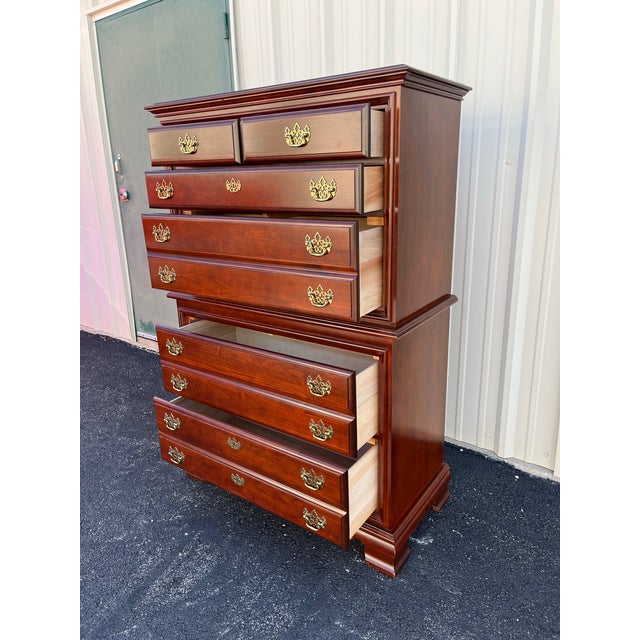 Late 20th Century Cherry Chippendale 6-Drawer Cheat of Drawers For Sale - Image 5 of 12