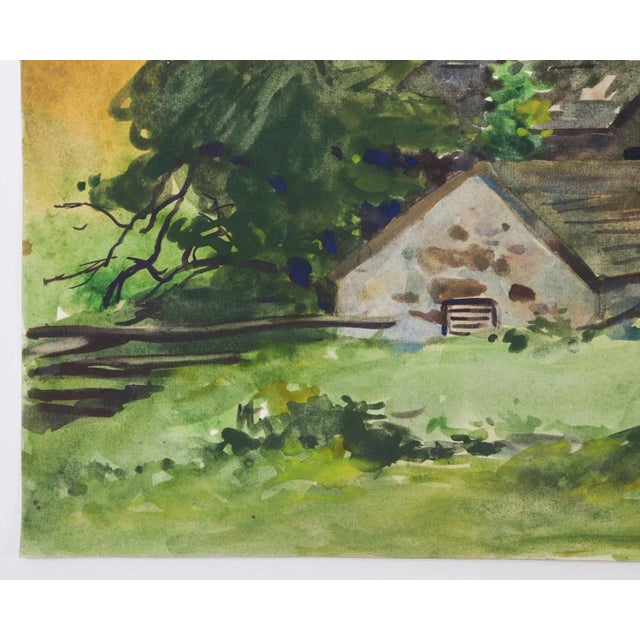 1922 Egbert Cadmus New England Farmhouse Landscape Watercolor Painting For Sale In Seattle - Image 6 of 8