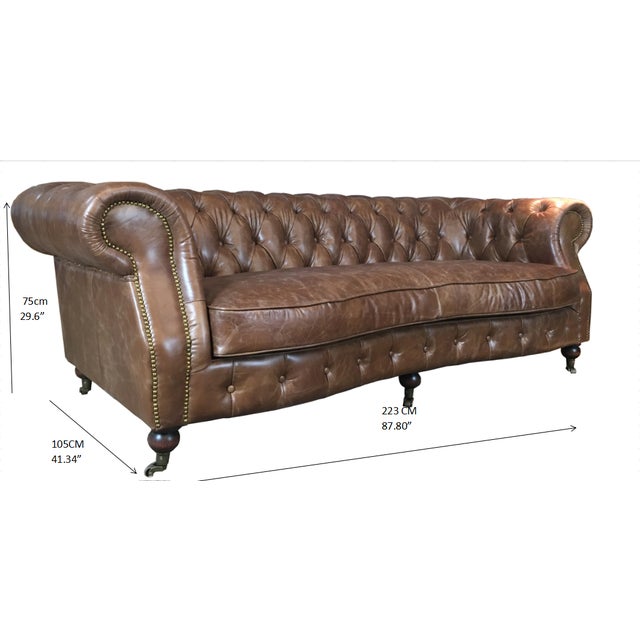 Chocolate Chesterfield Brown Leather Sofa For Sale - Image 8 of 10