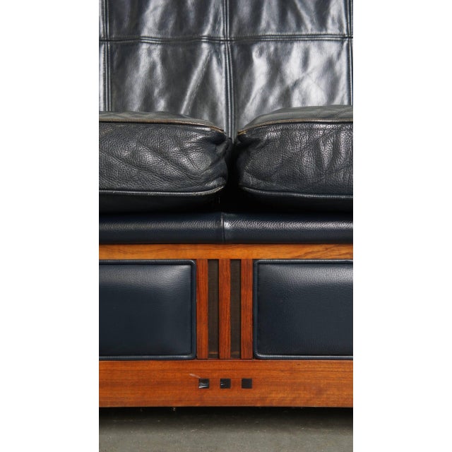 Art Deco Sofa with Woodwork and Dark Blue Cowhide For Sale - Image 11 of 18