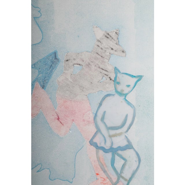 Contemporary Late 20th Century "Skates III" Abstract Figurative Monotype by Elizabeth Sandvig, Framed For Sale - Image 3 of 5