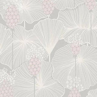 Sample - Borastapeter Umbrella Leaves Wallpaper in Grey For Sale