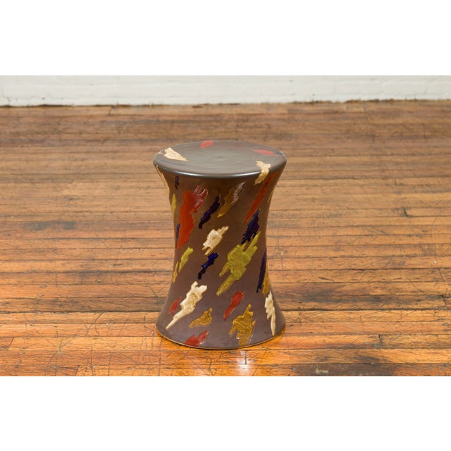 Contemporary Contemporary Chinese Artisan Glazed & Hand Painted Curving Garden Seat For Sale - Image 3 of 10