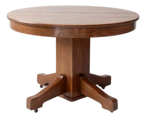 Antique Arts & Crafts Oak Pedestal Dining Table