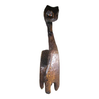 1970s Large Witco Brutalist Carved Cat Sculpture For Sale