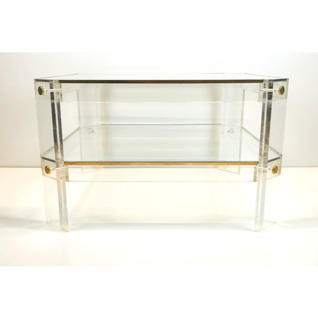 Mid-Century Modern Octagonal Acrylic Glass and Brass Coffee Table in the style of David Lange, 1970s For Sale - Image 6 of 10