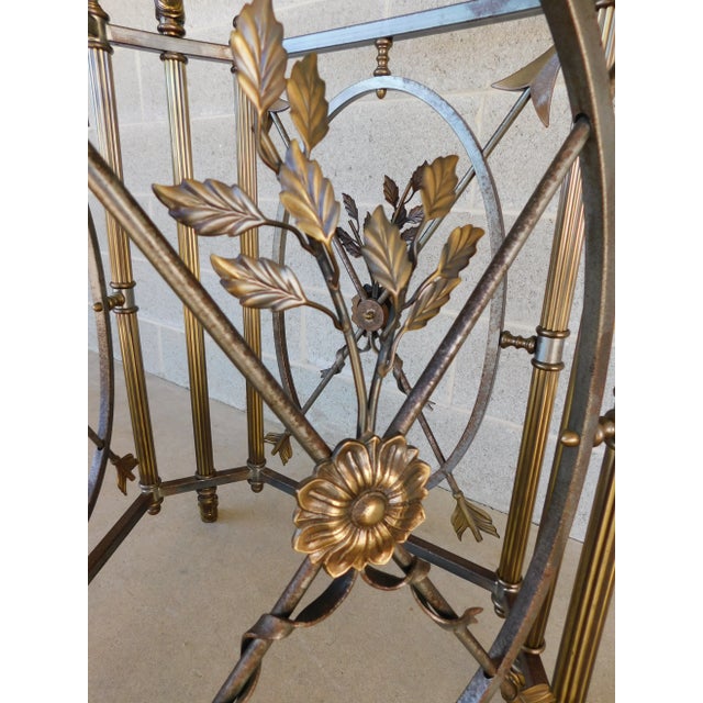 French Empire Style Ram's Head Bronze & Steel Center Table For Sale - Image 9 of 12