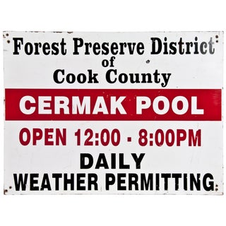 Vintage Wood Sign "Cermak Pool" For Sale