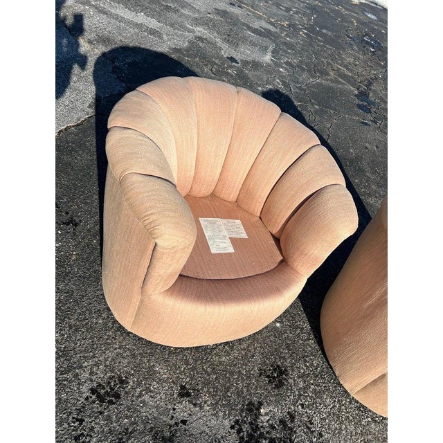 Pair of Scalloped Swivel Chairs For Sale - Image 15 of 18
