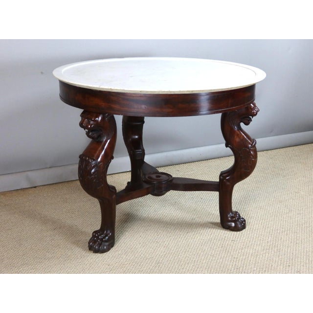 Empire Mahogany Pedestal Table with Lion Heads For Sale - Image 6 of 15
