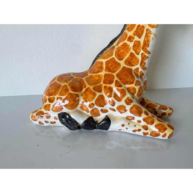 Vintage Handmade and Hand-Painted Ceramic Giraffe Figurine For Sale - Image 9 of 11