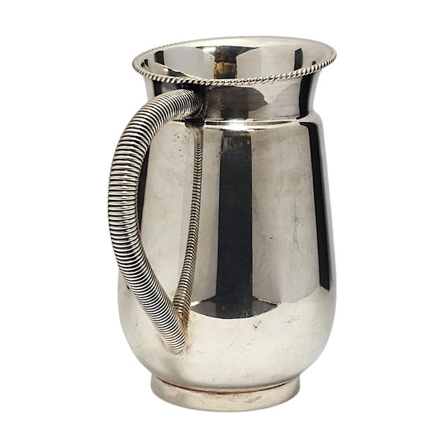 Mid 20th Century Mid-20th Century Prata Régia 90 Brazilian Silverplate Rope-Rim Pitcher For Sale - Image 5 of 14