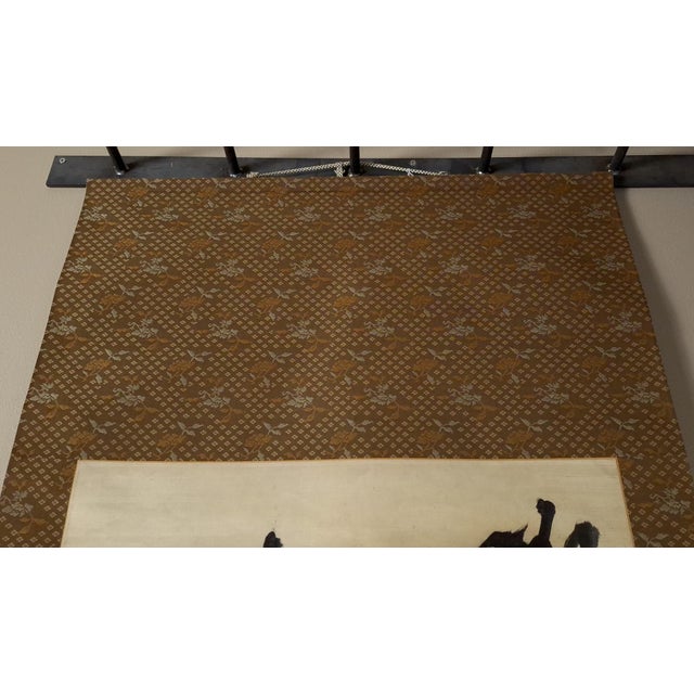 Wood Japanese Sosho Style Dry Brush Calligraphy Scroll For Sale - Image 7 of 8