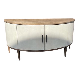 Theodore Alexander Sideboard With Embossed Leather Sides and Doors For Sale