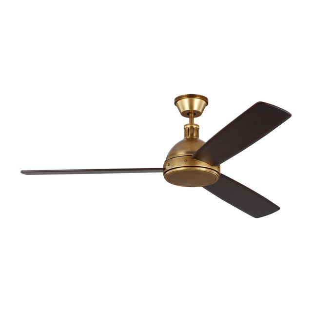 Visual Comfort Thomas O'Brien by Visual Comfort Fan Hicks 60" LED Ceiling Fan in Hand Rubbed Antique Brass For Sale - Image 4 of 9