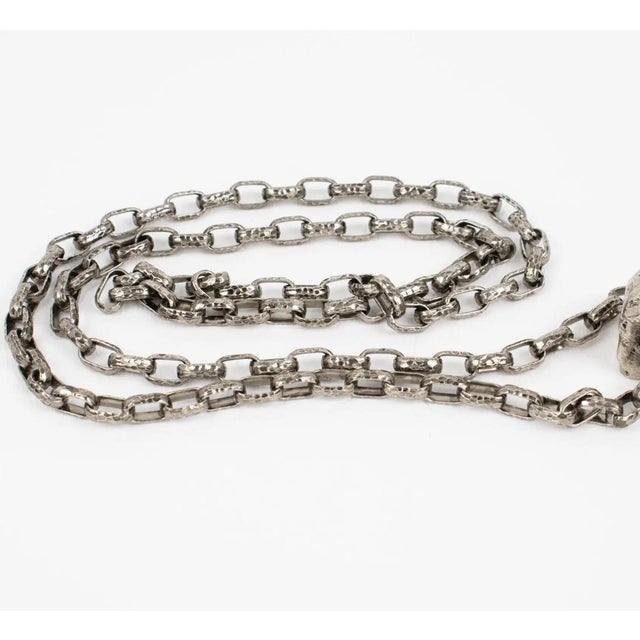 Guy Laroche Paris Massive Silvered Resin Viking God Medallion Necklace For Sale - Image 11 of 11