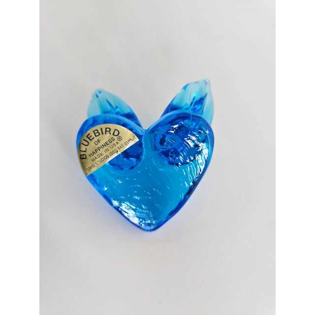 1990s Vintage Bluebird of Happiness Glass Art For Sale - Image 9 of 11