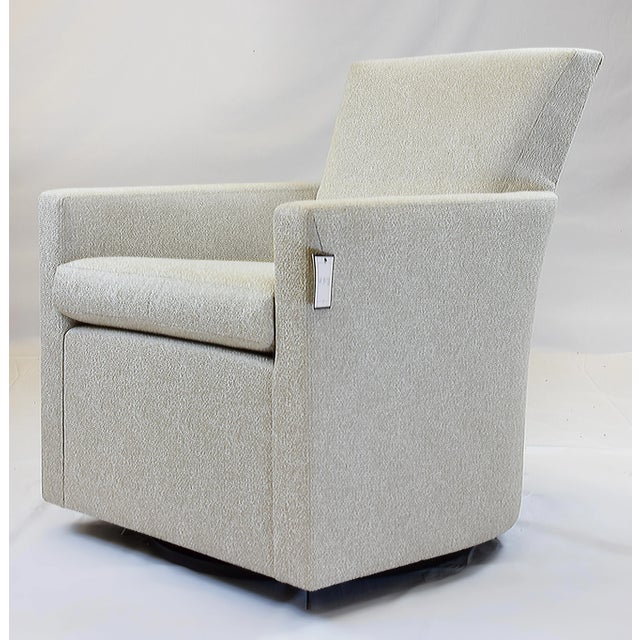 Mid-Century Modern Le Jeune Upholstery Barrel Swivel Kara Chair Showroom Model For Sale - Image 3 of 12