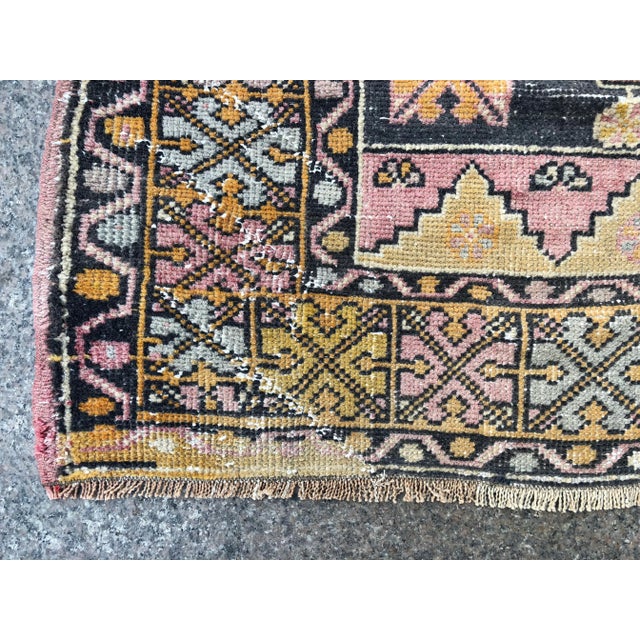 Distressed Vintage Floral Turkish Rug - 2′11″ × 4′11″ For Sale - Image 10 of 11