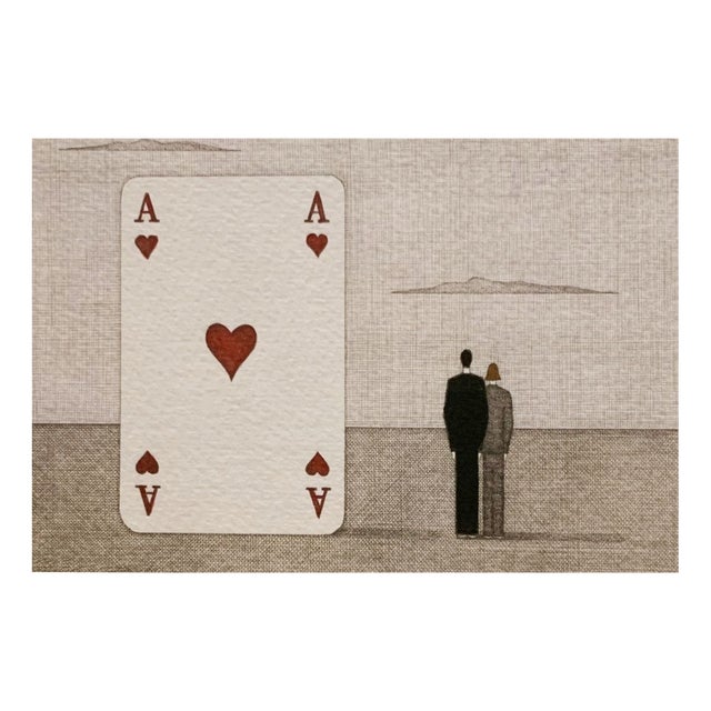 Joanna Wiszniewska Domańska, Landscape with a Card Which Brings Luck, 2023, Etching on Paper For Sale