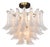 Aloadecor 24'' Wide Vintage Mid-Century Modern Flush Mount 4-Light 4-Tier White Art Glass Ceiling Light With Antique Bronze Finish For Sale