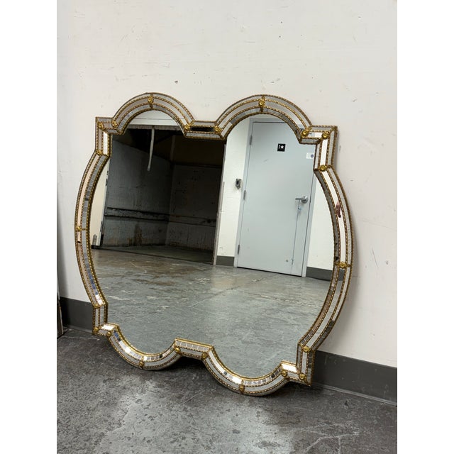 Design Plus Gallery presents a Vintage Spanish Regency Wall Mirror from RH. The mirror is accented with rosette motifs,...