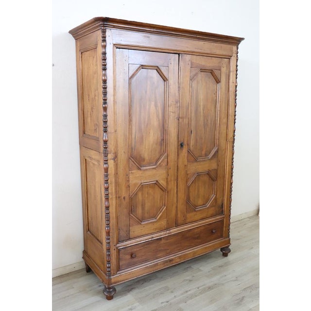Antique Poplar Wood Wardrobe For Sale - Image 7 of 13