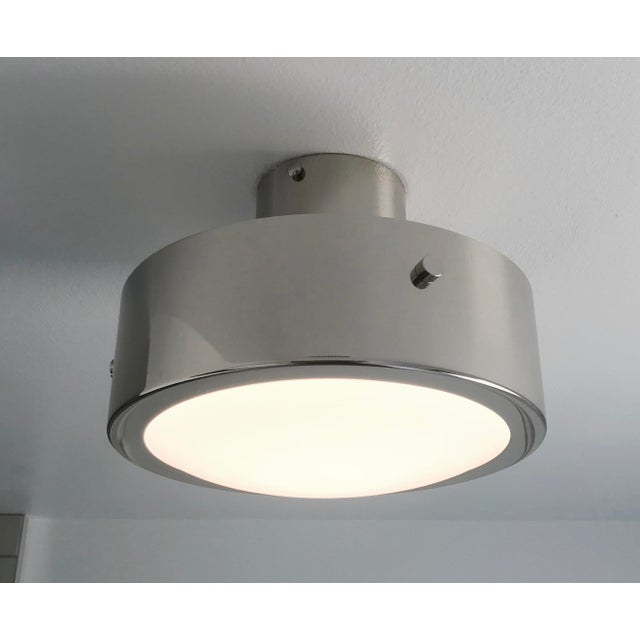 Uno Band Polished Chrome Glossy White Shade Flush Mount by Fabio LTD For Sale - Image 6 of 7