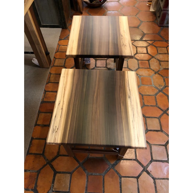 Brown Artisan Made Amish Custom Poplar End Tables -A Pair For Sale - Image 8 of 11