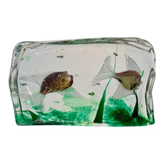 Alfredo Barbini for Cenedese Vintage Murano Aquarium Fish Tank Block Sculpture For Sale