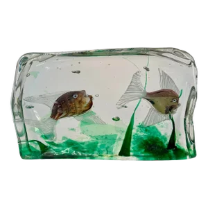Alfredo Barbini for Cenedese Vintage Murano Aquarium Fish Tank Block Sculpture