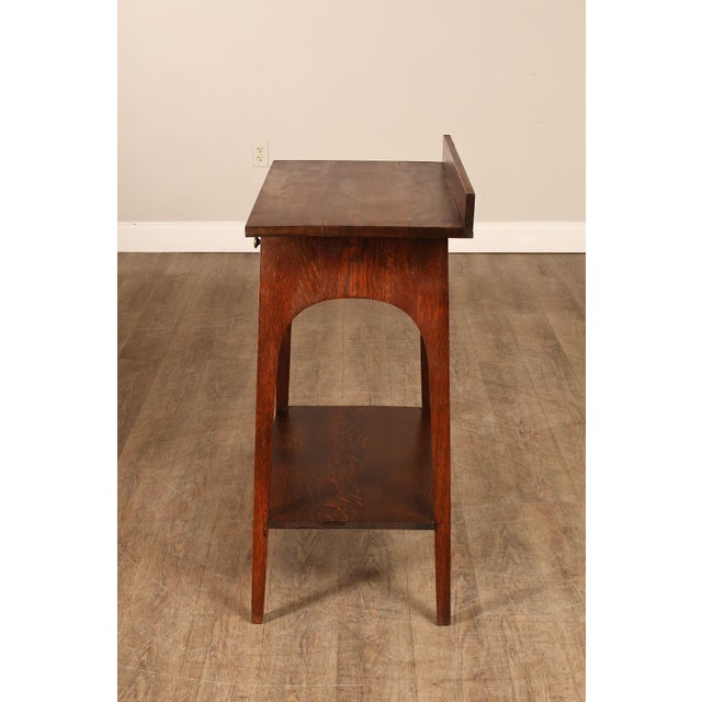 Antique Arts And Crafts Style Solid Oak Console Table With Drawer For Sale - Image 15 of 18