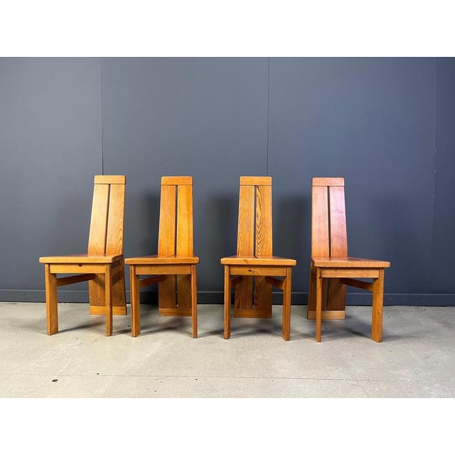 Brutalist Oak Dining Chairs, 1970s, Set of 4 For Sale - Image 10 of 11