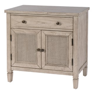 Flagstaff 30 in. W Rectangular Cane 1 Drawer-2 Door Accent Chest, Desert Sand For Sale