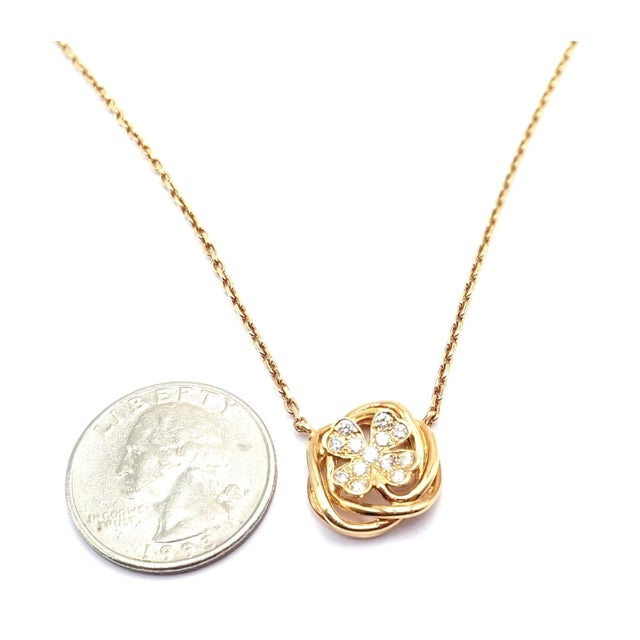 Chanel 4 Leaf Clover Gold Diamond Pendant Link Chain Necklace For Sale - Image 11 of 12