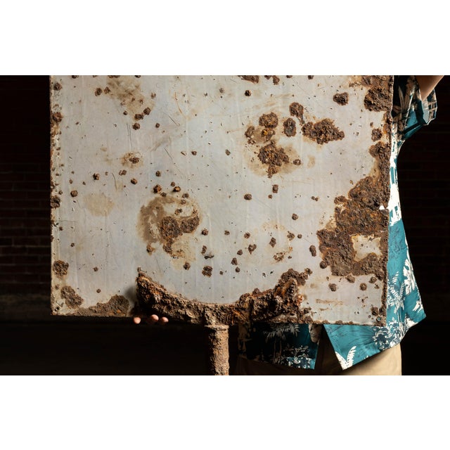 White Vintage Texaco Crankcase Service Single-Sided Porcelain Sign on Post For Sale - Image 8 of 9