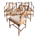 Set of Late 20th Century 6 McGuire Bamboo & Rattan Loop-Back Dining Armchairs For Sale