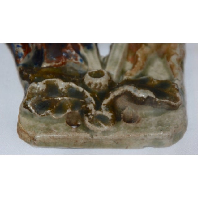 Blue Early 20th Century Polychromed Ceramic Hunting Theme Match Safe For Sale - Image 8 of 13