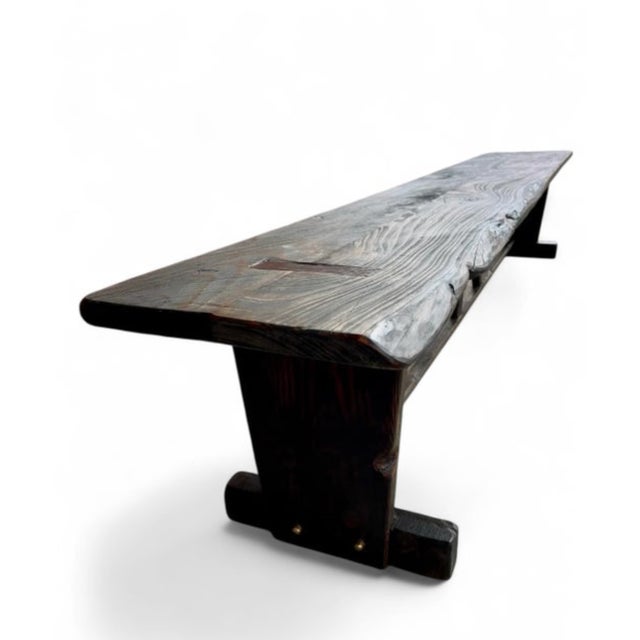 Not Yet Made - Made To Order Rustic European Farmhouse Espresso Trestle Bench 54" For Sale - Image 5 of 9