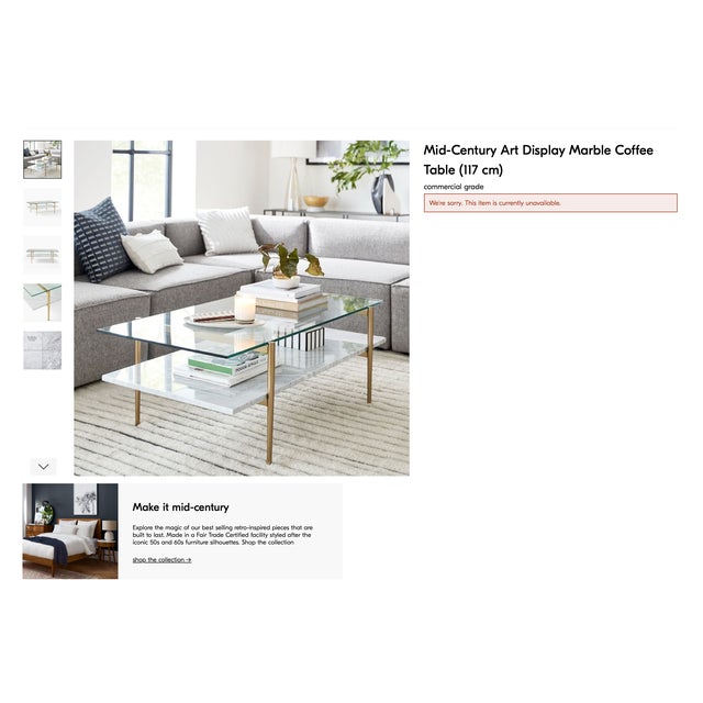 West Elm West Elm Mid-Century Art Display Marble Coffee Table – Like New For Sale - Image 4 of 4