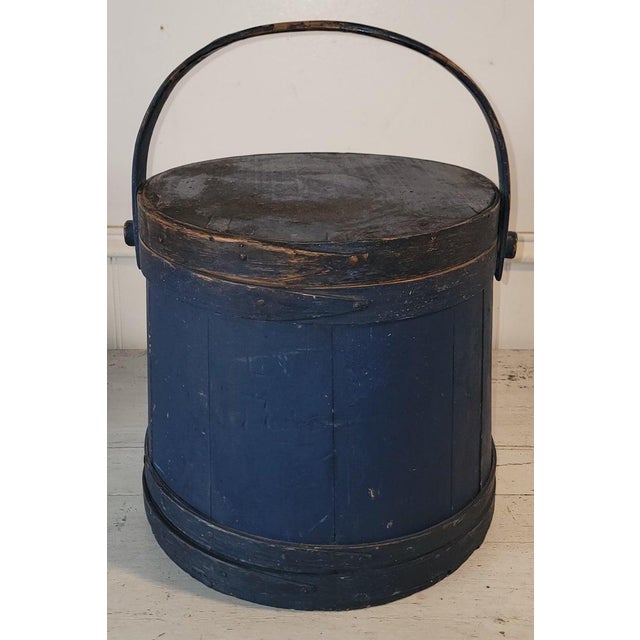 Mid 19th Century Mid 19th Century Blue Painted Firkin in Original Paint For Sale - Image 5 of 8